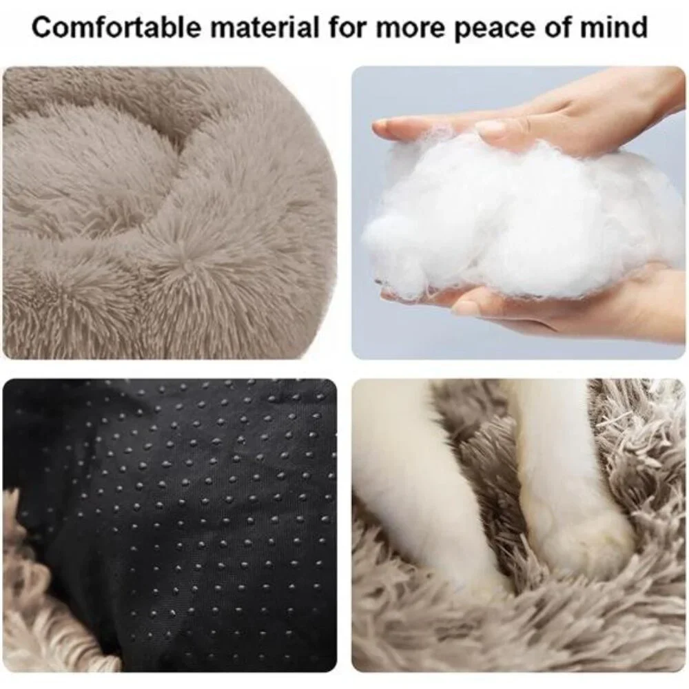 Donut Dog Bed Anti-Anxiety, Self Warming Cozy Soft Plush Round 20